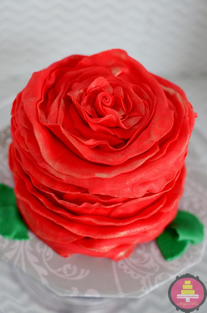 Valentine's Frilled Rose Cake