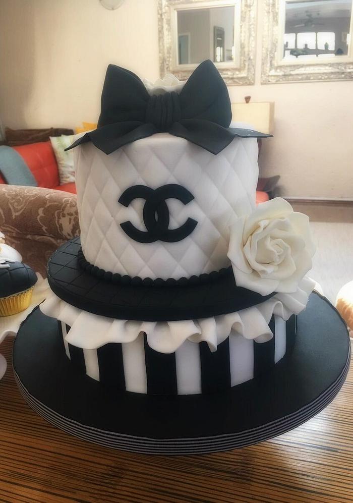 Chanel cake and cupcakes