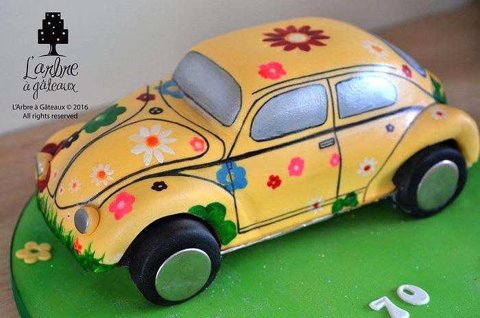Beetle flower car cake