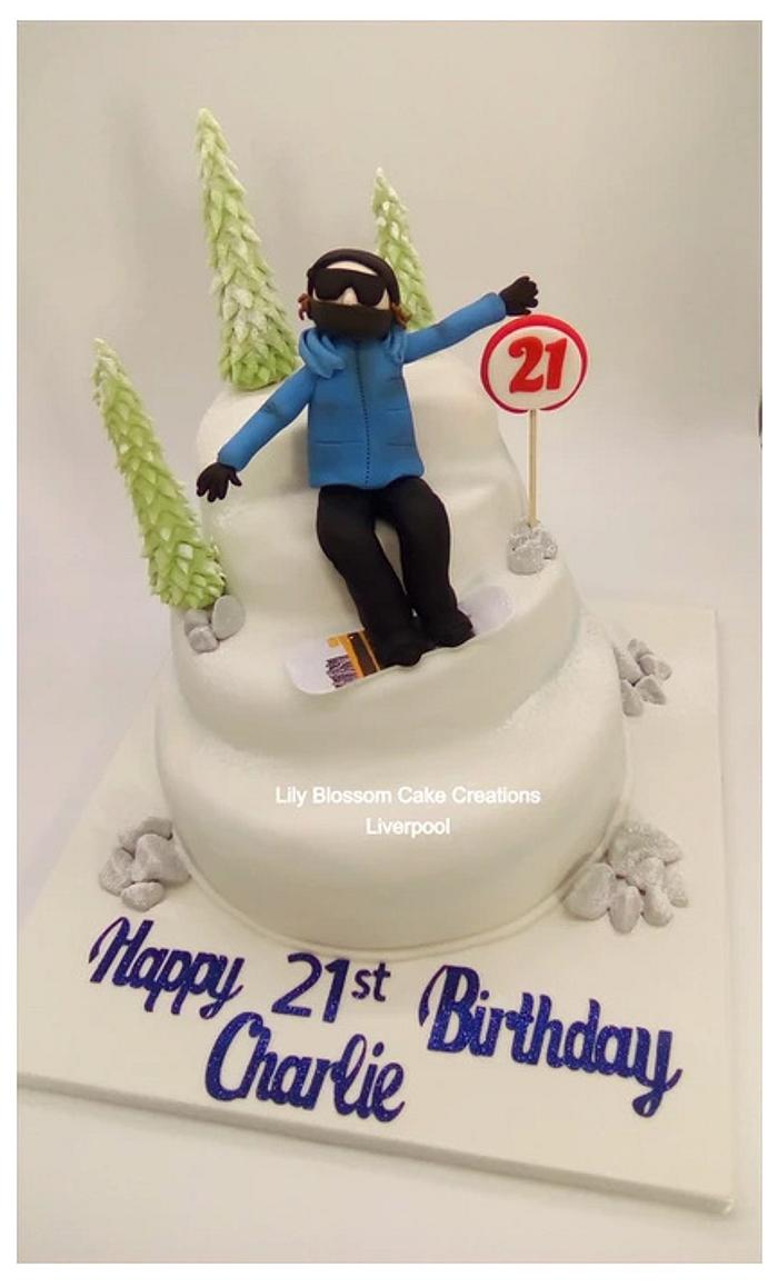 Snowboarder 21st Birthday Cake