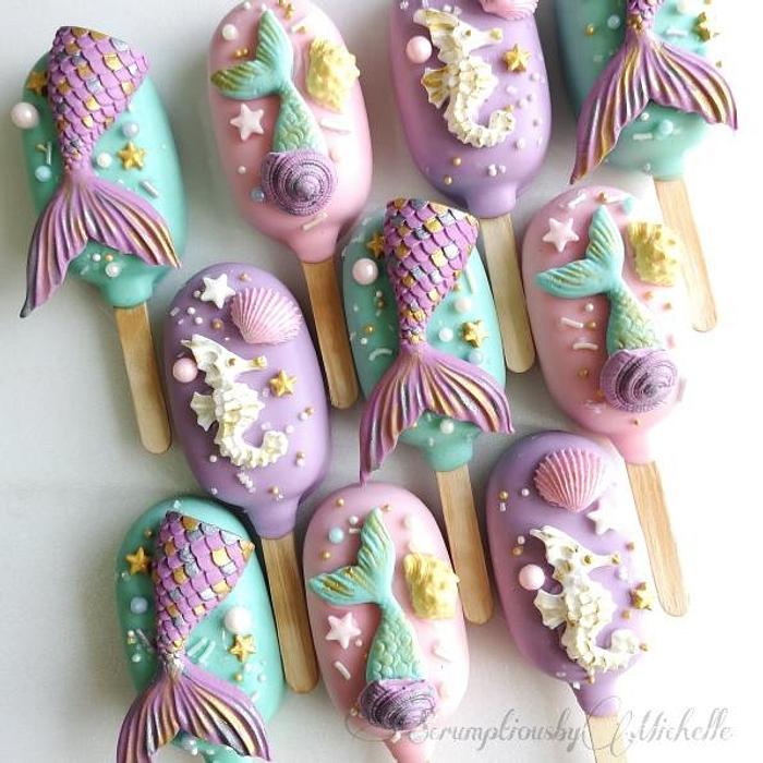 Mermaid themed cakesicles