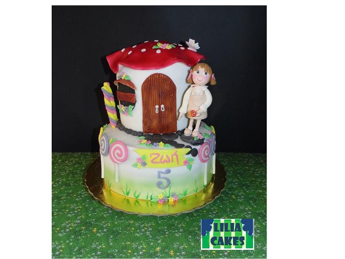 Candyland house cake and cookies