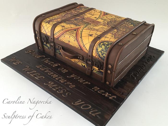 Antique suitcase cake
