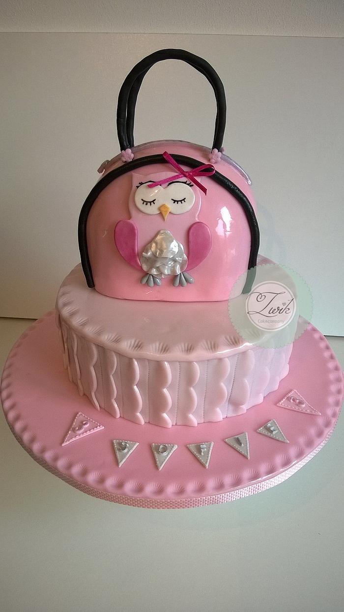 Baby Owl bag cake