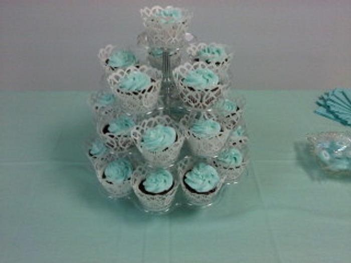 Tiffany blue wedding cupcakes