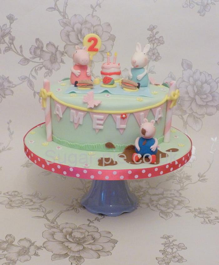 Peppa pig & Rebecca Rabbit tea party cake