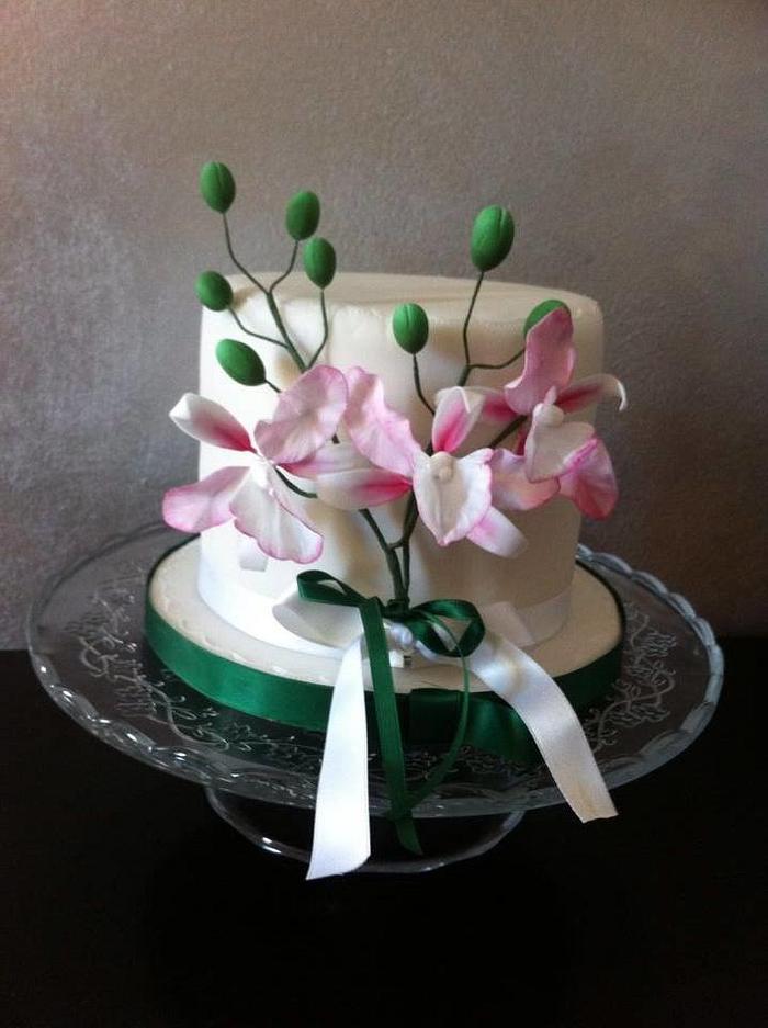 Orchids 40th wedding anniversary cake 