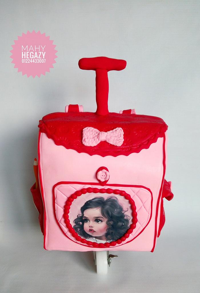 Girl bag cake.. School bag cake