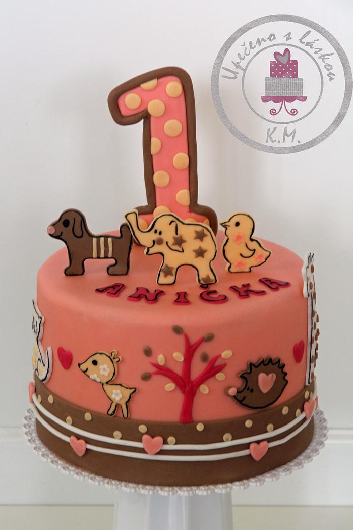 1st Birthday Animal Cake