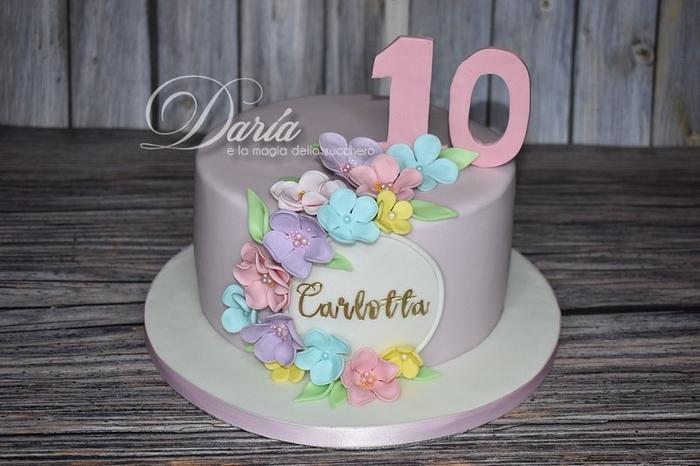 Pastel colours flowers cake