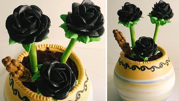 Black Rose Cake Decoration