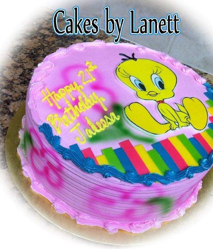 Airbrushed Tweety Cake