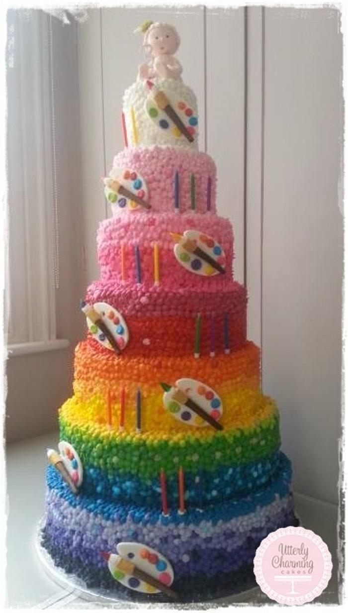 7 tier rainbow cake