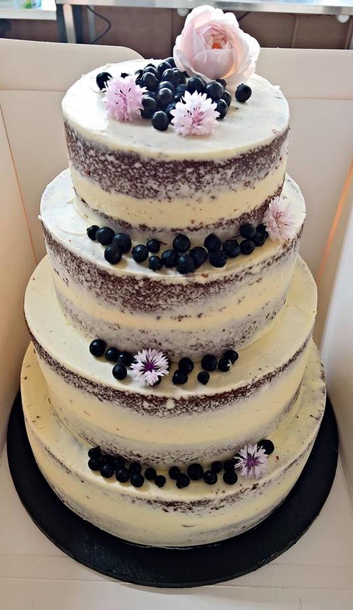 simple semi naked wedding cake