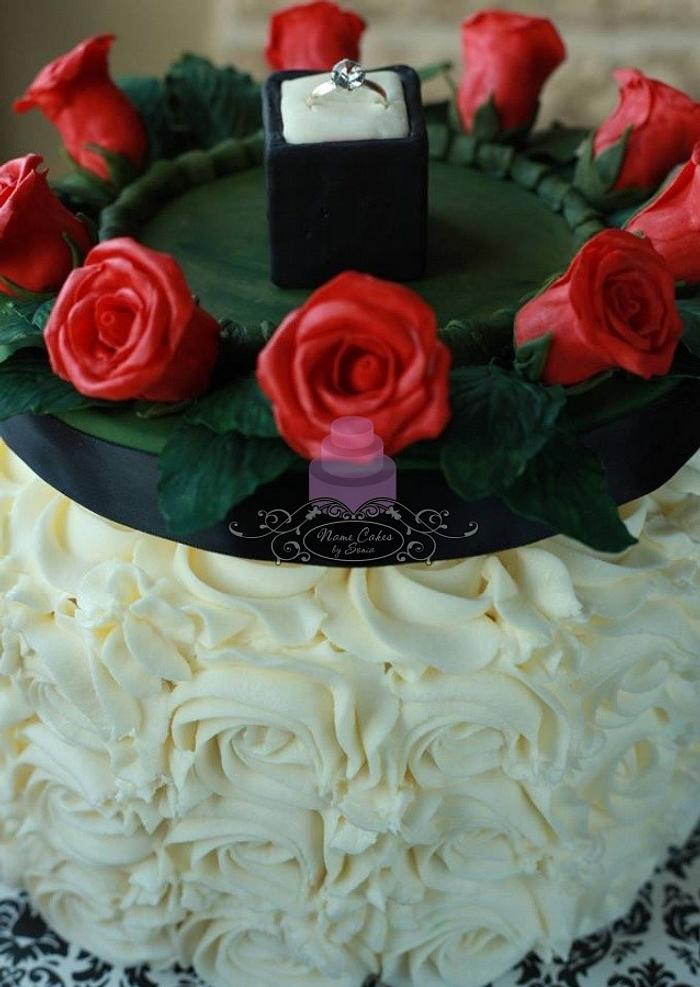 Ring and Roses Engagement cake
