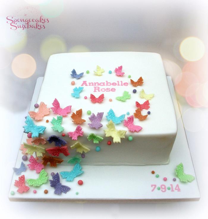 Cascading Butterfly Naming Cake
