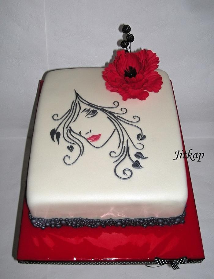 The cake with the silhouette heads women