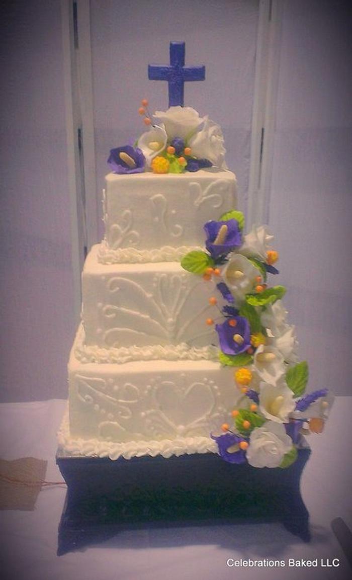 Calla Lily Square wedding cake, 