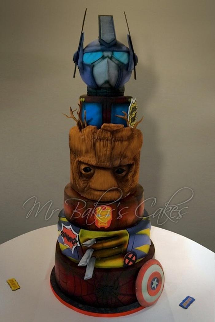 Marvel (and Transformers) Wedding Cake