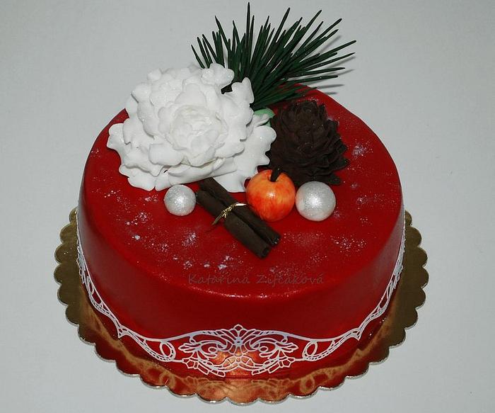 winter  cake with paeonia