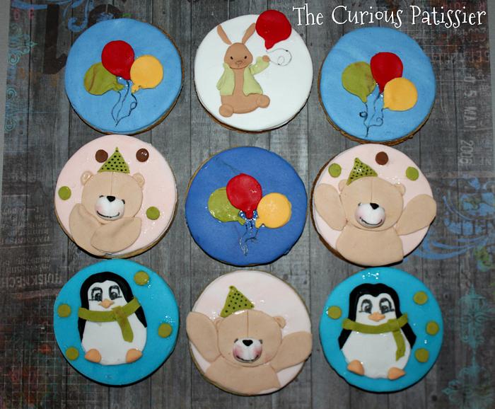 Cookies with bunnies, balloons, teddy bears and penguins