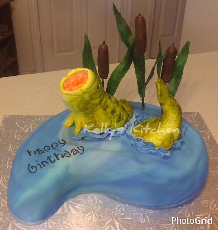 Bass fish birthday cake