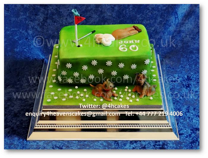 No Birdie This Time... Golfing Enthusiasts Birthday Cake - with his Border Terriers
