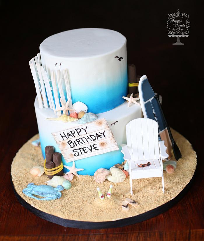 Beach Themed Cake with Paddle Board