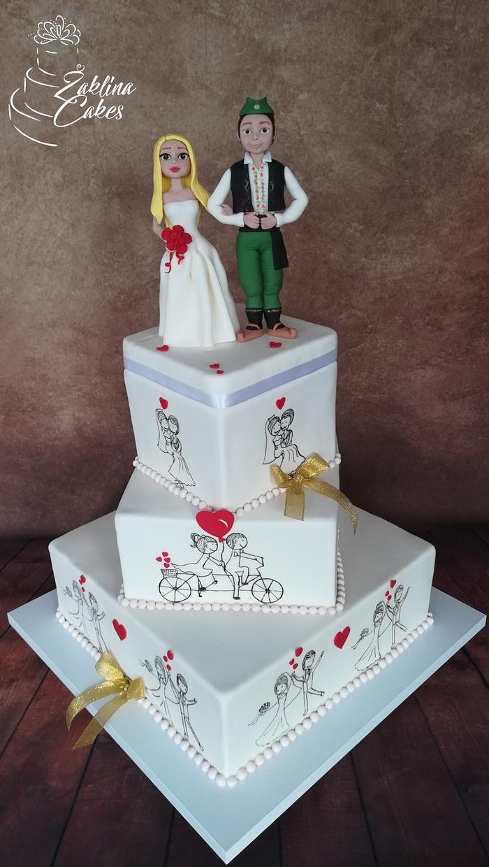 Wedding cake in ethno style