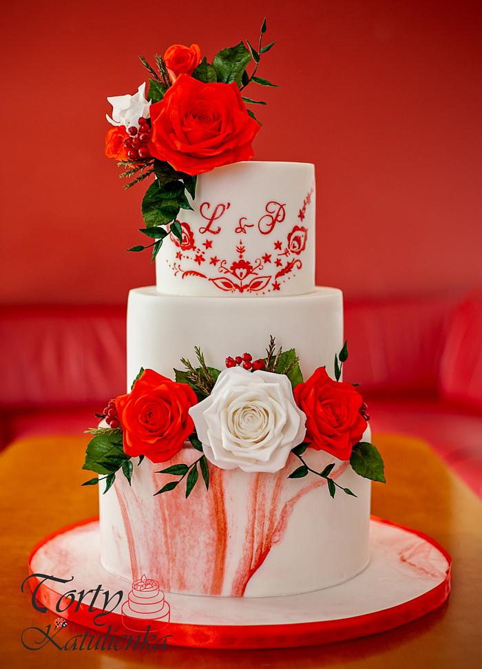 Wedding Cake with Slovak Folk Topic
