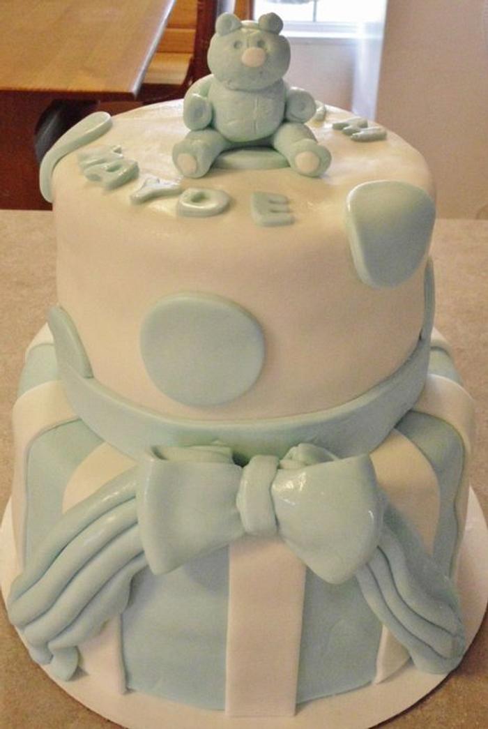 All in Blue Baby Shower Cake