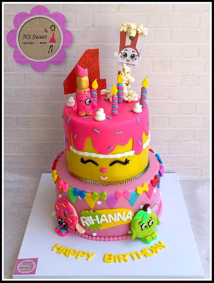 Delicious Cakes And Beautiful Crafts - Shopkins theme Cake for Dilenya's  7th Birthday! The 7 cute guys Strawberry kiss, Apple blossom, Pineapple  crush, Watermelon, Kooky, Donut and Cupcake queen were all handmade