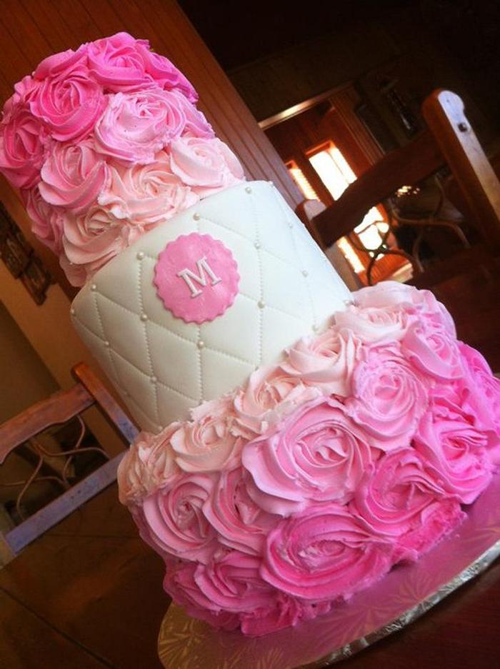 Pink Ombre Bridal Shower Cake
