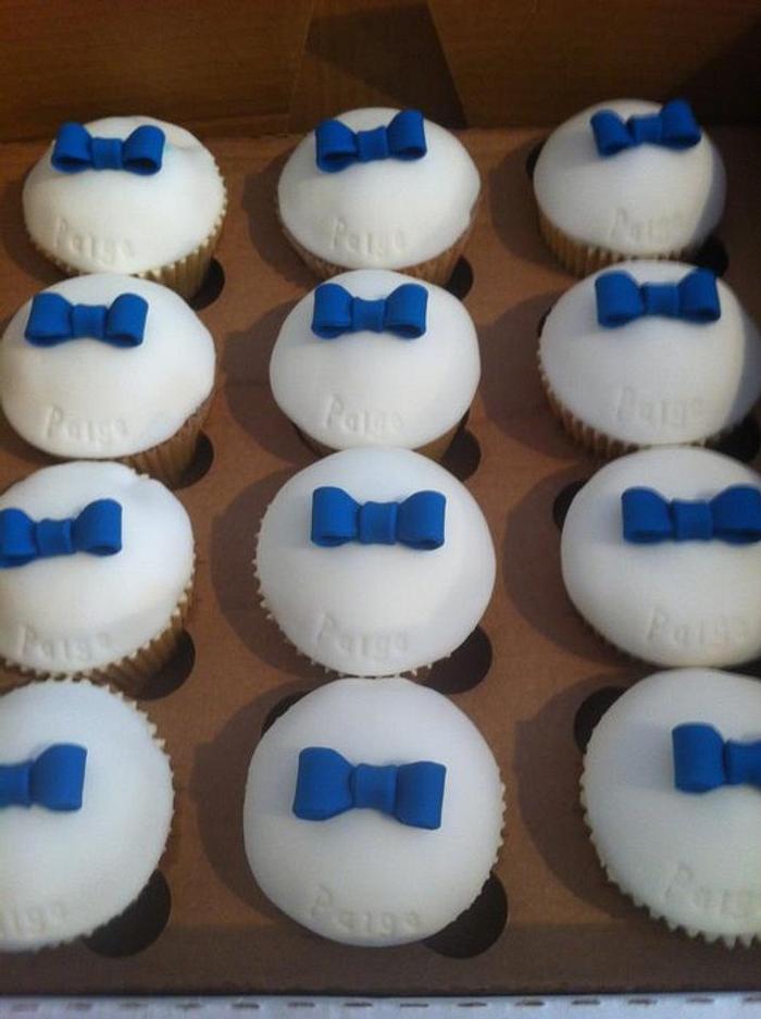 Prom style cupcakes suits and tie.
