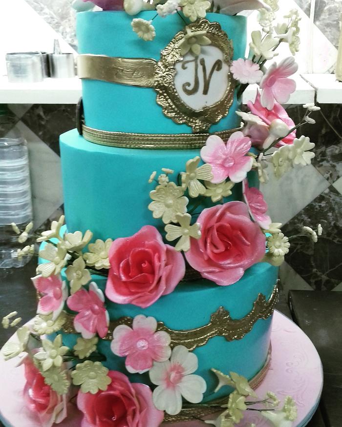 Blue&Gold wedding cake