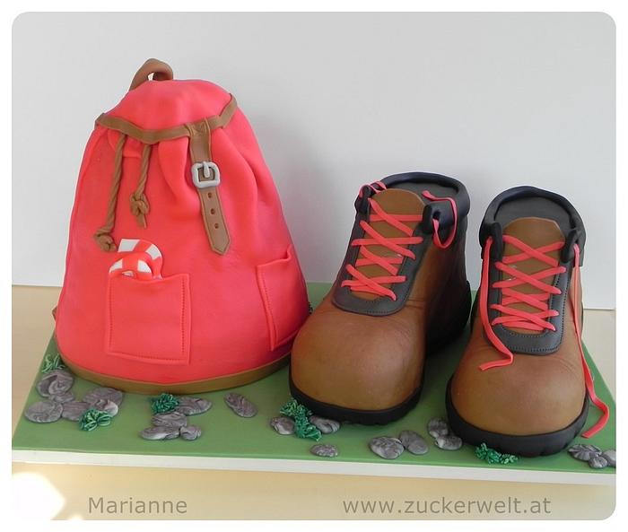 Backpack and Hiking Boots