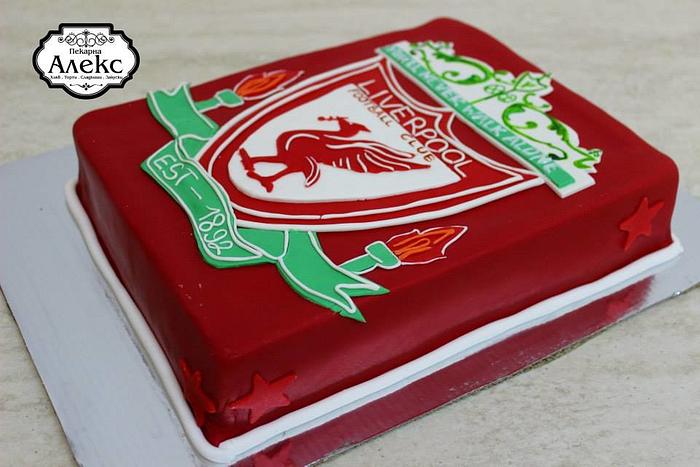 Liverpool Cake Smooth Cream Red Piping+Numerals+Image - Pure Gelato Sydney  - Pure Gelato Sydney | Gelato | Gelato Cakes | Gelato Fundraising