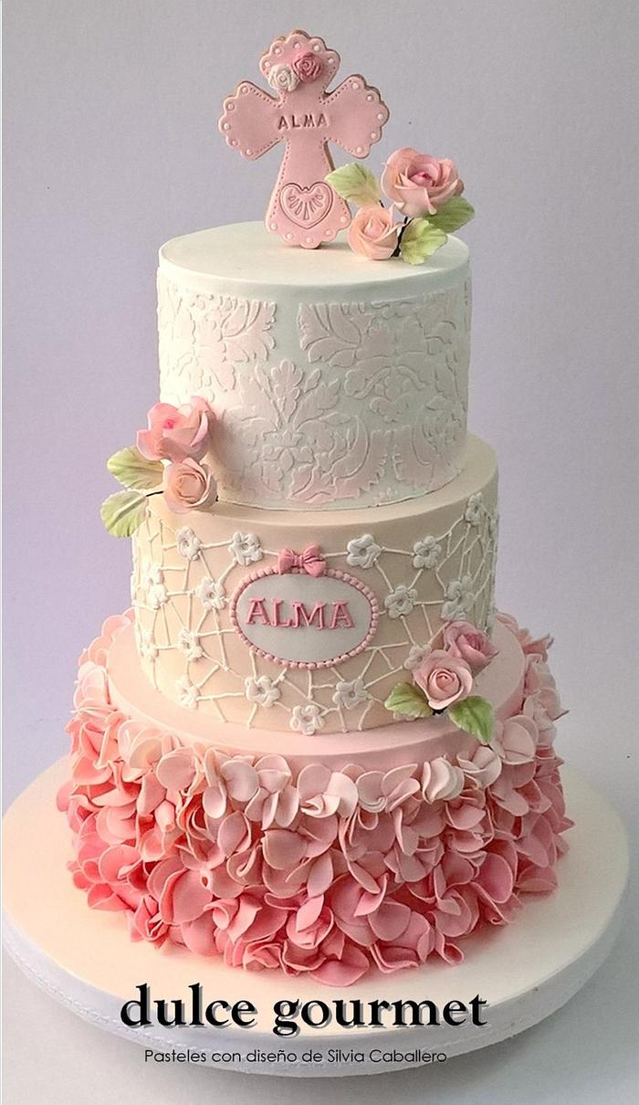 Baptism cake for Alma