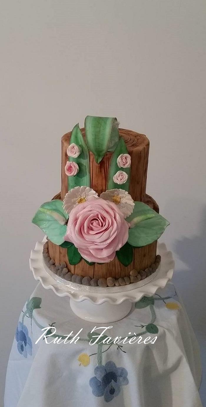 Rose and Anthurium Cake