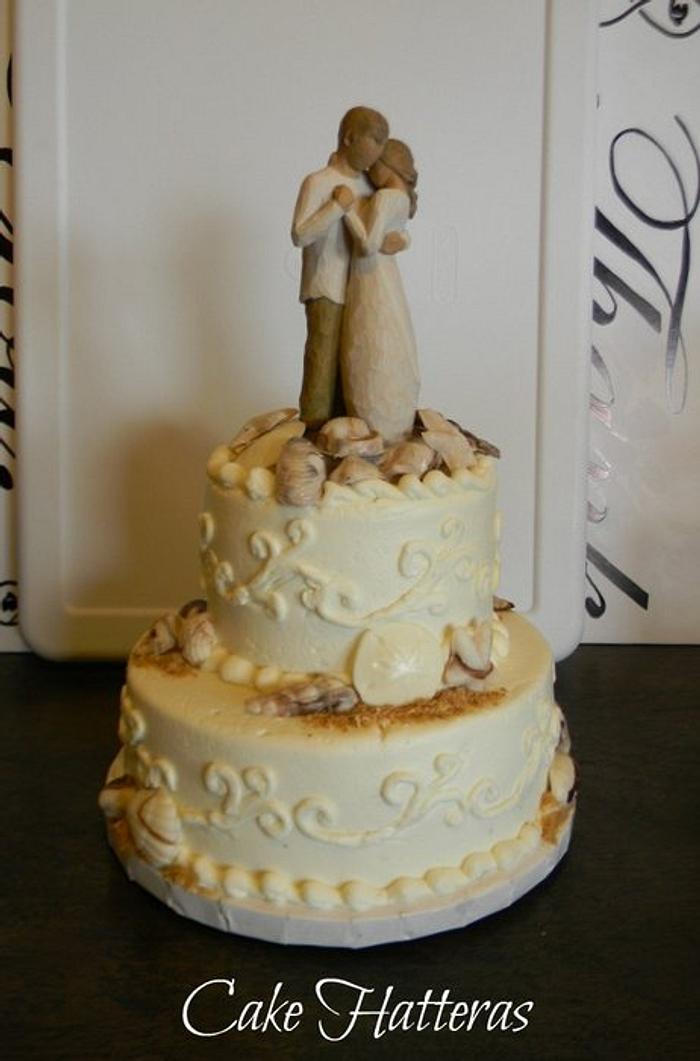Beach Wedding Cake with Willow Tree cake topper