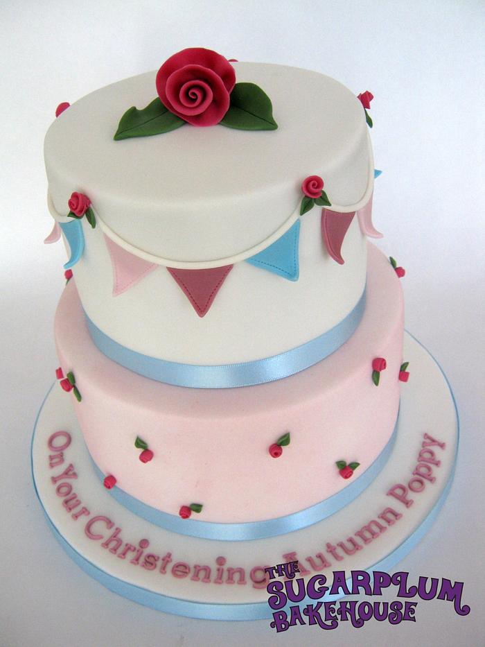 2 Tier Cath Kidston Style Christening Cake