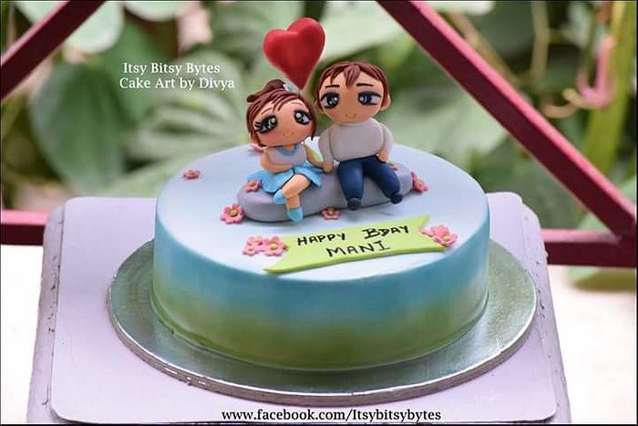 Couple in love birthday cake