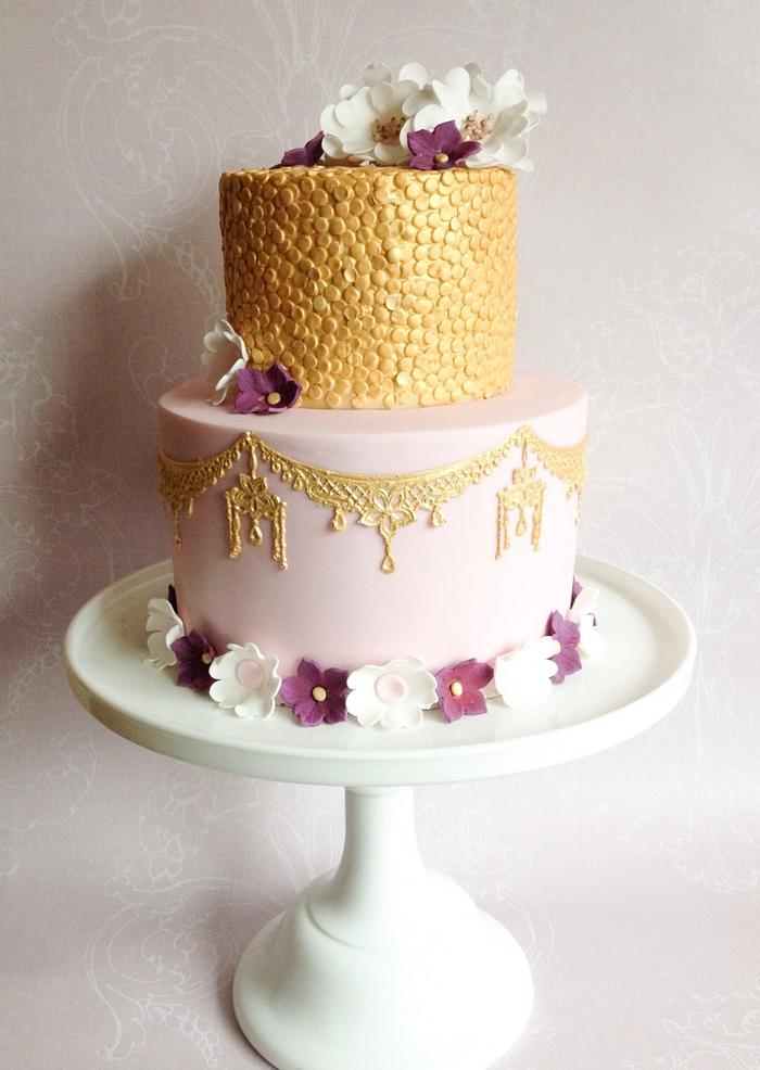 Glitter and gold celebration cake