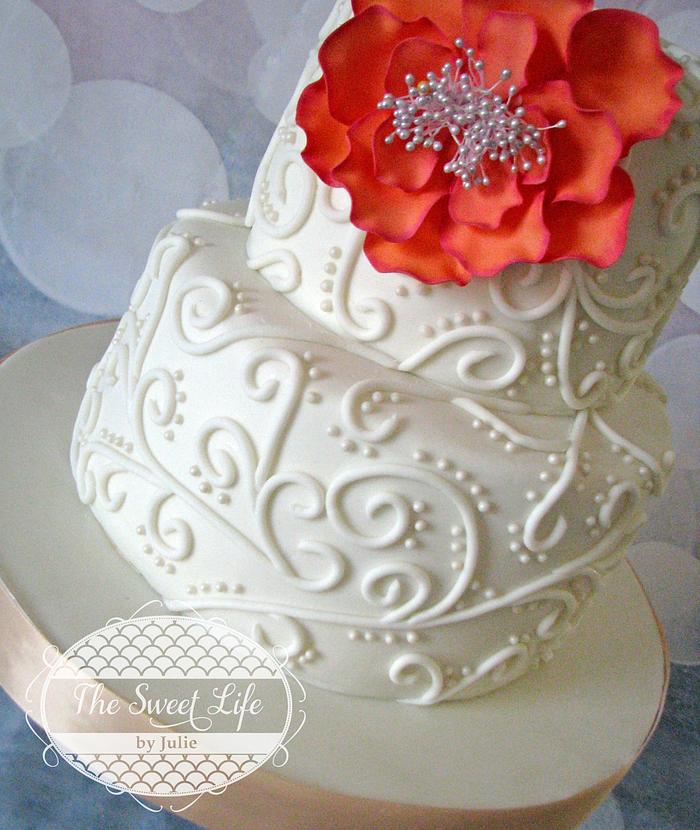 Sweet & Elegant Wedding Scroll Cake