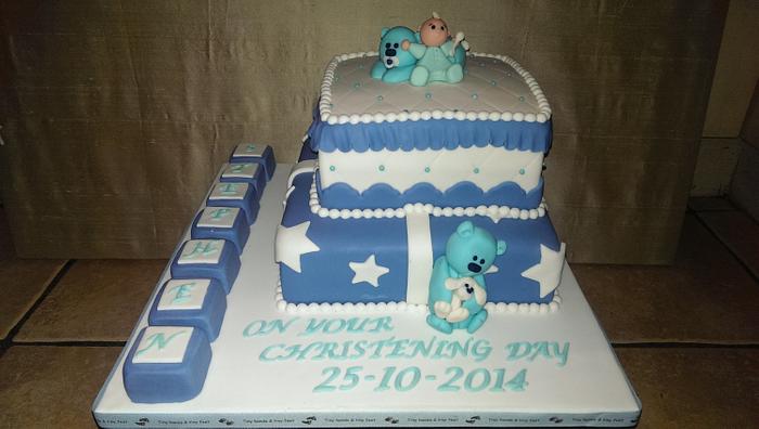 teddy bear christening cake