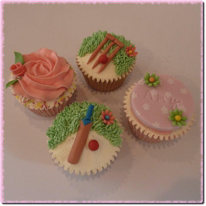 Girly Cricket Cupcakes