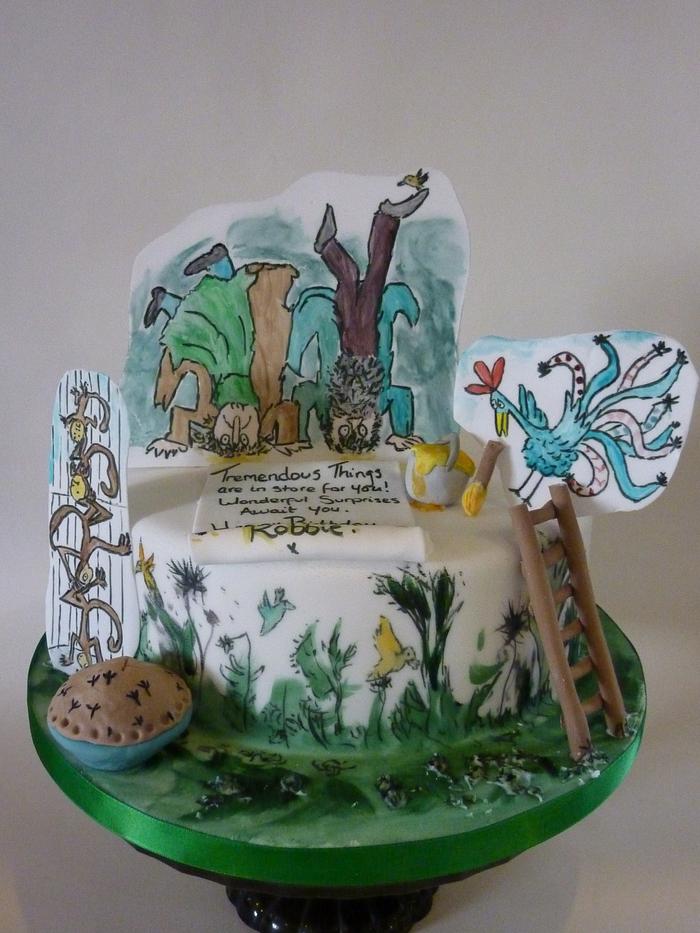 Handpainted Roald Dahl.. The Twits cake