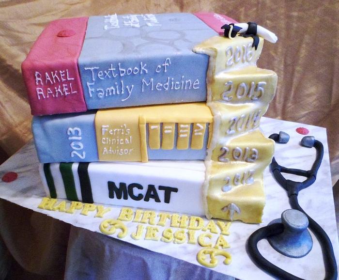 Doctor Study Stacked Book Cake
