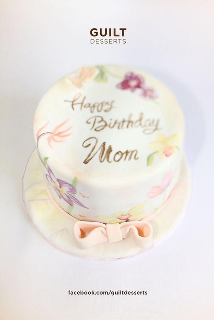 Handpainted Orchid Cake