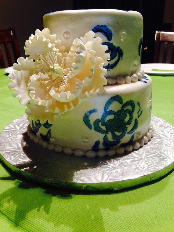 'Stamped' Floral Cake